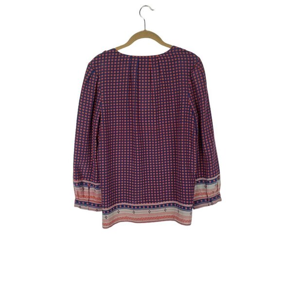 Joie Silk Blouse Blue Orange Epaulet Scarf Print Long Sleeve Top Size Small - Picture 2 of 9